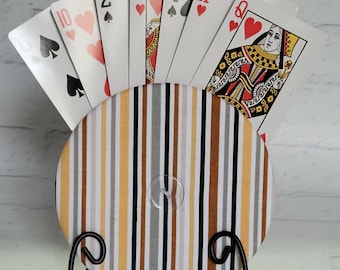 Handmade Cotton Playing Card Holder: Travel Game Organizer, Uno Cards, Stripes