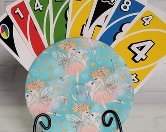 Handmade Cotton Playing Card Holder: Ballerina Print Travel Game Organizer