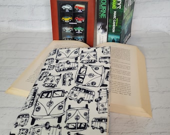 BOOK COVER LARGE: Handmade Cotton Adjustable Book Sleeve, Dust Protector, Travel  Cover, Lovers of  Reading