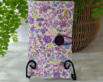Floral Cotton Tea / Coffee Bag Wallet, Floral Travel Pouch, Button Closure