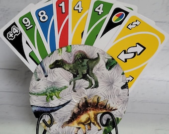 PLAYING CARD HOLDER: Handmade Cotton, Travel Game Organizer, Card Organizer, Uno Card Game, Dinosaurs