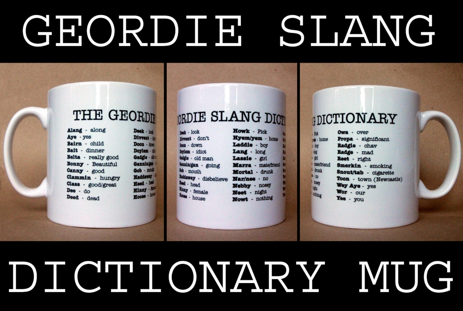 Geordie Slang Dictionary Printed Mug. Novelty fun joke Etsy