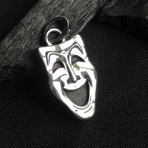 Sterling Silver theatre Comedy mask pendant, doubleside pendant Halloween gift