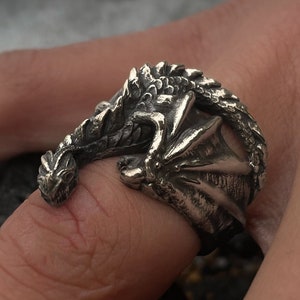 Drache Chunky Ring, Fantasy Schmuck, D&D Themen Geschenk für ihn, Statement Ring