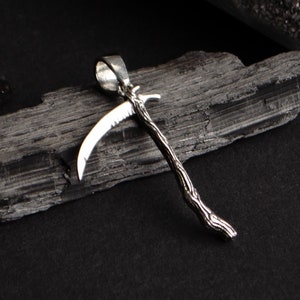 Sterling silver Grim reaper scythe pendant