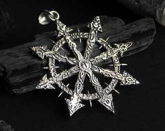 Sterling Silver Star of Chaos pendant • 8 pointed Symbol of Chaos  • LARP Cosplay jewelry• Unique gothic jewelry