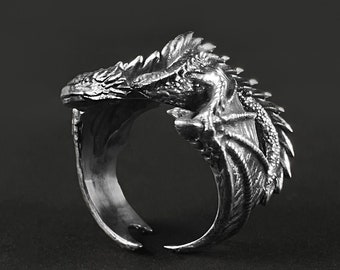 Dragon Chunky ring, Fantasy jewelry, DnD themed gift for him, Statement ring