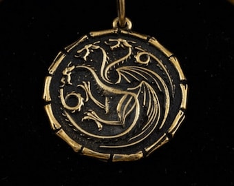 Targaryen Pendant Daenerys Dragon Sterling Silver Necklace Game Jewelry Fire and Blood
