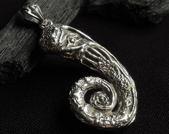 Sterling Silver One Third of Umbilical Cord pendant, video game necklace, cosplay fantasy LARP jewelry