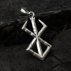 Sterling Silver Brand of Sacrifice pendant, video game necklace, cosplay fantasy LARP jewelry gift for him