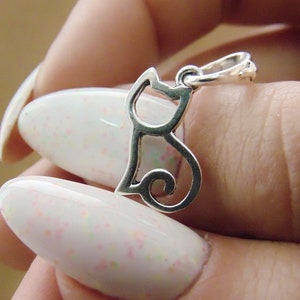 Sterling Silver cute dainty Cat Pendant minimal Kitty necklace pet Jewelry valentines day gift for her