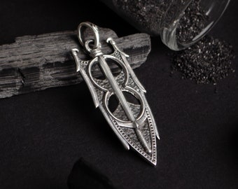 Sterling Silver Amulet of Akatosh video game necklace, Fantasy LARP Jewelry for gamer