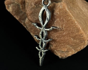 Sterling Silver Caryll Byrgenwerth Oath Rune Corruption pendant, video game necklace, cosplay fantasy LARP jewelry gift for him