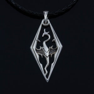 Sterling Silver Imperial Dragon video game necklace, LARP and Cosplay jewelry for gamers image 1