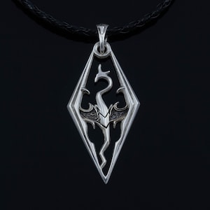 Sterling Silver Imperial Dragon video game necklace, LARP and Cosplay jewelry for gamers image 1