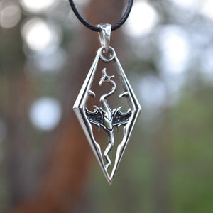Sterling Silver Imperial Dragon video game necklace, LARP and Cosplay jewelry for gamers image 7