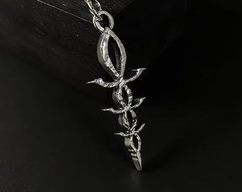 Sterling Silver Caryll Byrgenwerth Oath Rune Corruption pendant, video game necklace, cosplay fantasy LARP jewelry gift for him