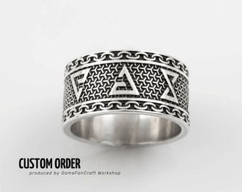 Magic signs ring, LARP and Fantasy jewelry - best gift for any geek from Yellow gold, Sterling silver, White gold