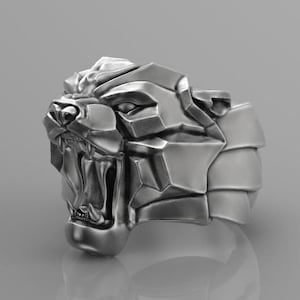Panther head ring, Animal jewelry, Brutal ring, LARP and Cosplay, Silver panther head