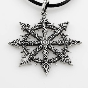 Silver Symbol of Chaos pendant • 8 pointed star of chaos  • LARP Cosplay jewelry• Unique gothic jewelry