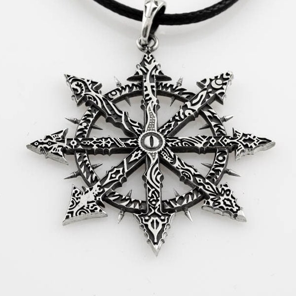 Silver Symbol of Chaos pendant • 8 pointed star of chaos  • LARP Cosplay jewelry• Unique gothic jewelry