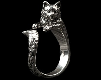 Sterling Silver Cute Animal Cat Ring, Pet Jewelry gift for her, girlfriend Valentine gift