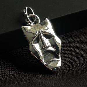 Sterling Silver theatre Tragedy mask pendant, doubleside pendant Halloween gift