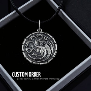 Targaryen Pendant Daenerys Dragon Sterling Silver Necklace Game Jewelry Fire and Blood image 3