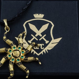 Brass Azura star video game necklace, Daedric Artefact pendant, LARP Fantasy Necklace, Gift for gamer image 4