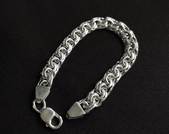 Men's silver Chunky Bismark bracelet, Sterling silver jewelry