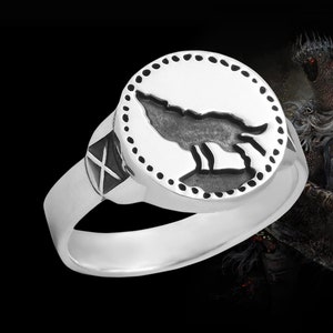 Sterling Silver Wolf Ring: Artorias the Abysswalker ring, Fantasy Jewelry