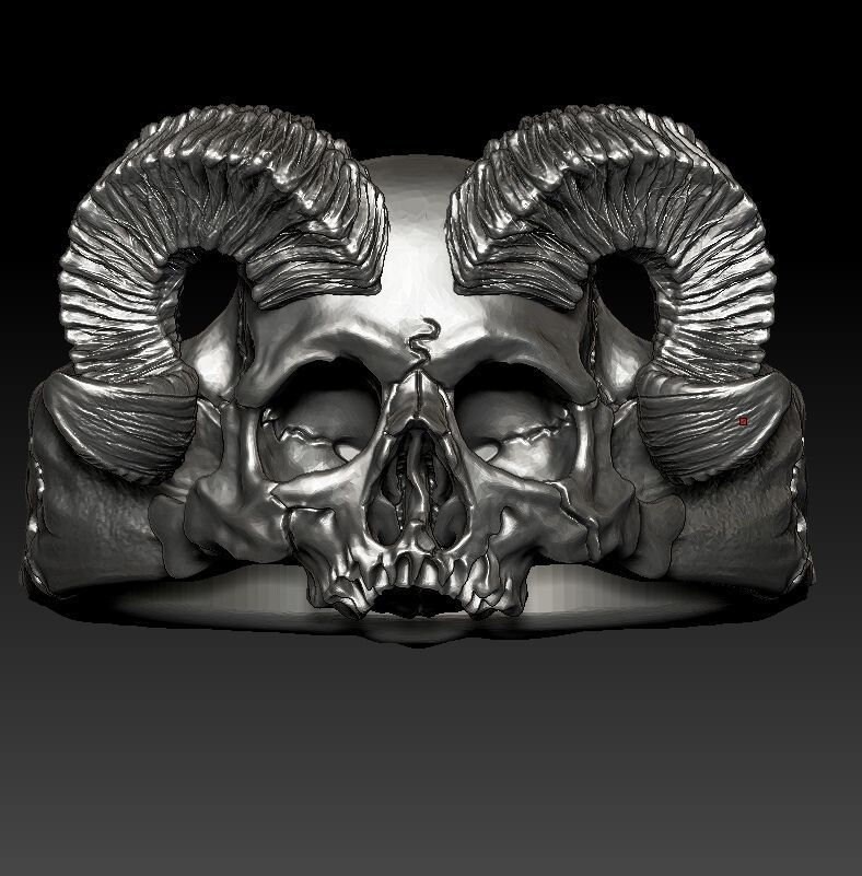 Horned Skull Ring Demon ring brutal bikers jewellery gift Etsy