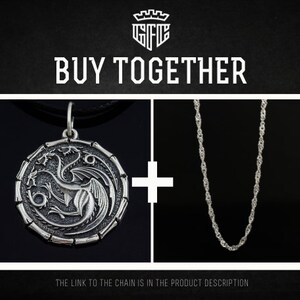 Targaryen Pendant Daenerys Dragon Sterling Silver Necklace Game Jewelry Fire and Blood image 8