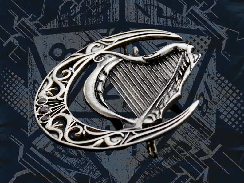 Fantasy LARP brooch Harpers pin, board table games fan jewelry image 1