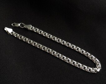 Handmade Sterling Silver Bismark Bracelet: Woven Chain Jewelry