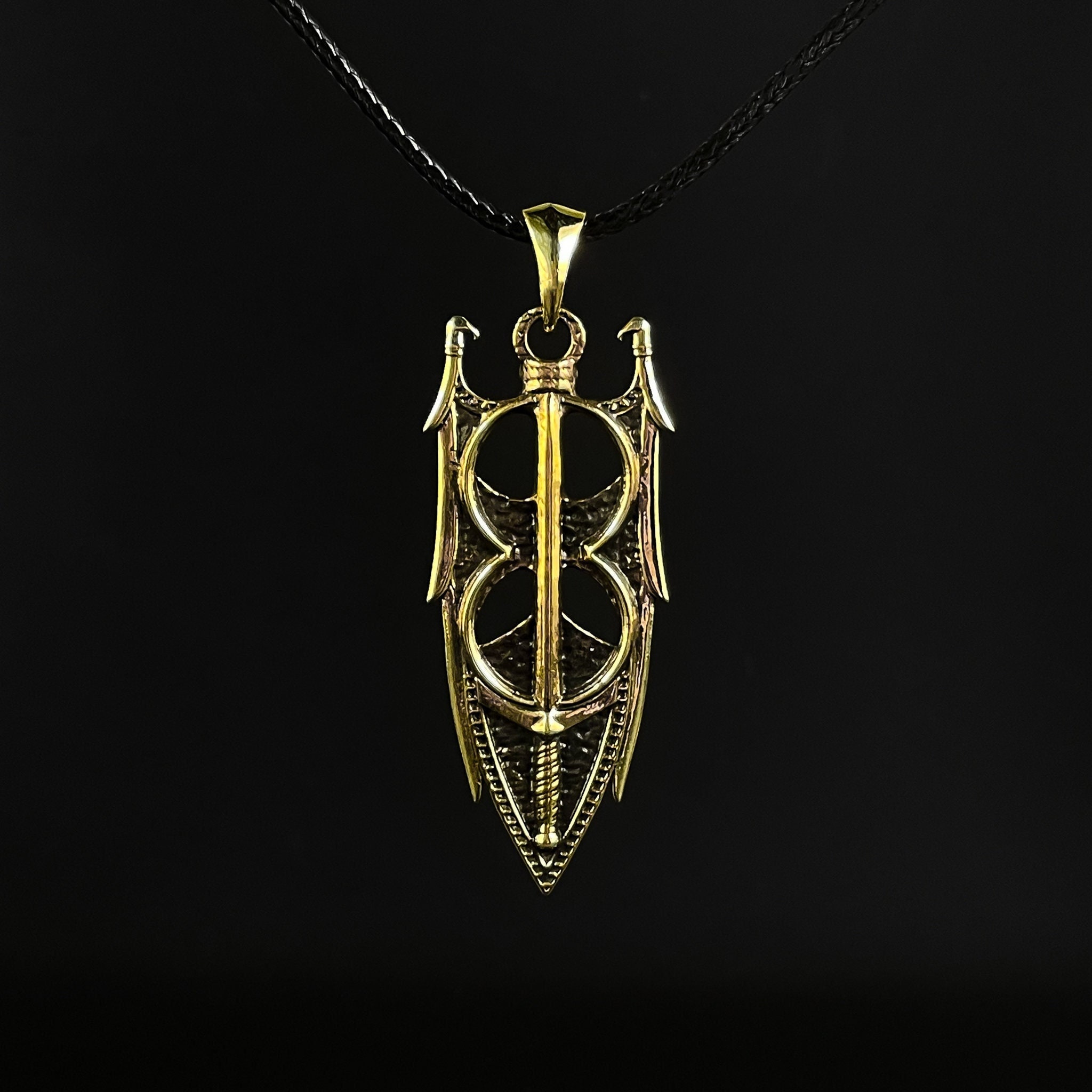 Brass Amulet of Akatosh pendant LARP and Fantasy Dragon Cult RPG jewellery LARP Jewelry Gift Geek Game Jewellery