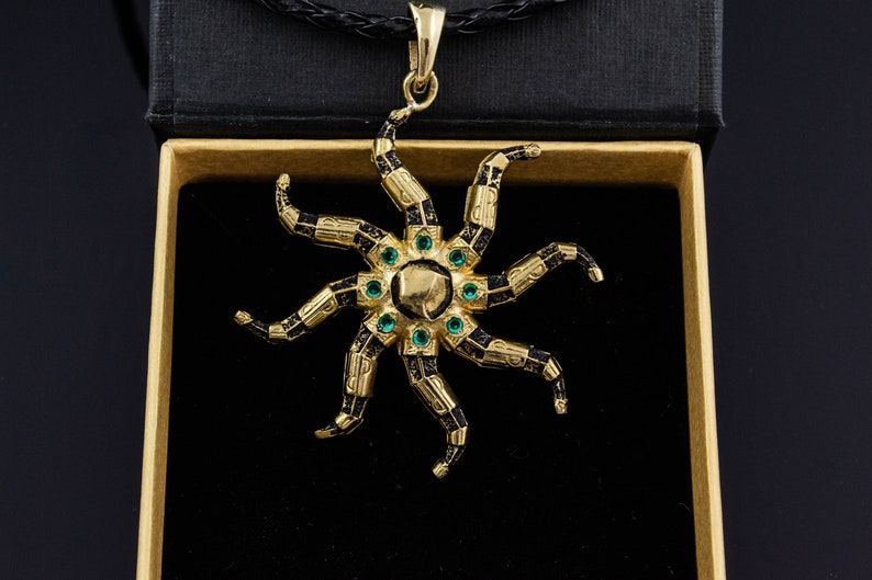 Brass Azura star video game necklace, Daedric Artefact pendant, LARP Fantasy Necklace, Gift for gamer image 1
