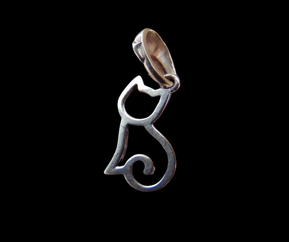 Collana a forma di gatto in argento sterling: tecnica a cera persa, catena da 16 pollici - Italia