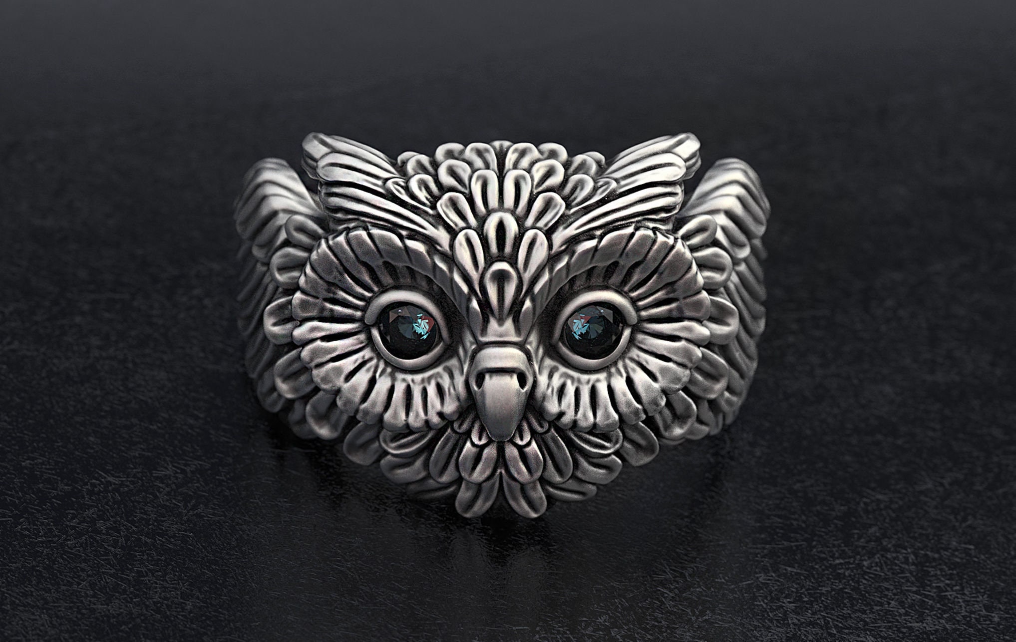 Cute Owl Ring Bird jewelry ring Night owl feathers Etsy