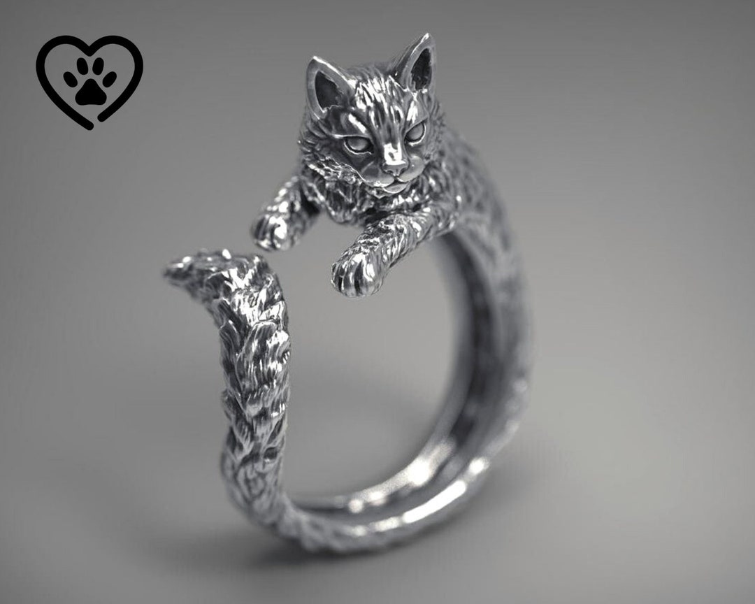 Sterling Silver Cute Animal Cat Ring Pet Jewelry 21st - Etsy