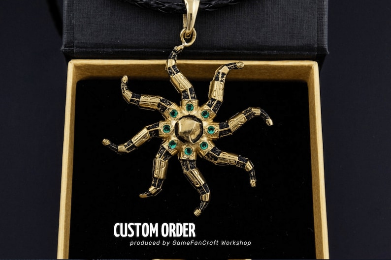 Brass Azura star video game necklace, Daedric Artefact pendant, LARP Fantasy Necklace, Gift for gamer image 2