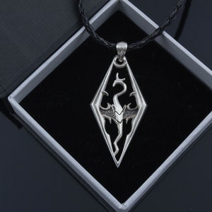 Sterling Silver Imperial Dragon video game necklace, LARP and Cosplay jewelry for gamers image 4