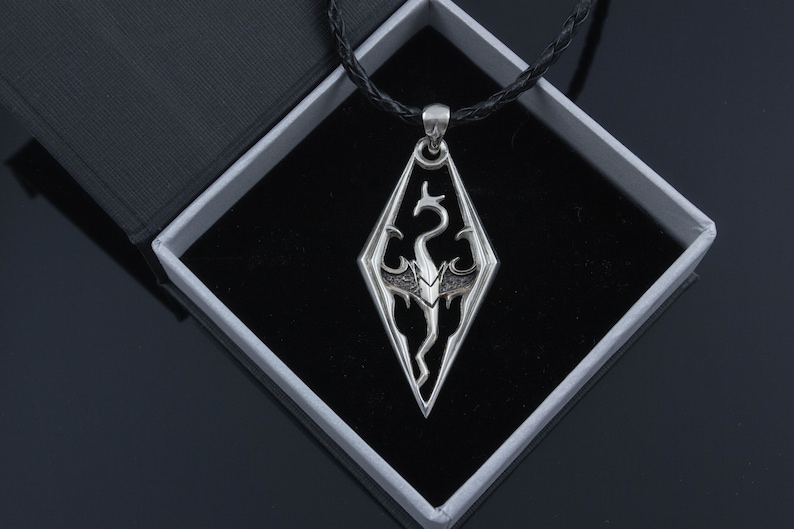 Sterling Silver Imperial Dragon video game necklace, LARP and Cosplay jewelry for gamers image 4