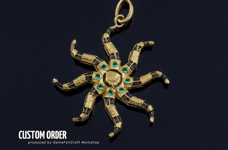 Brass Azura star video game necklace, Daedric Artefact pendant, LARP Fantasy Necklace, Gift for gamer image 3