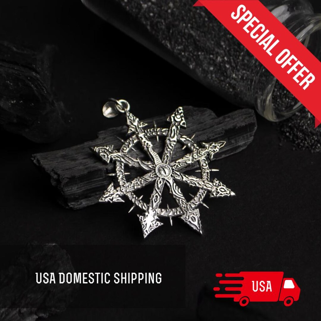 Sterling Silver Symbol of Chaos Pendant • 8-pointed Star of Chaos