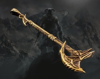 Messing Daedric Fantasy Battle Axe hanger (Daedra en Aedra zilveren handgemaakte ketting), het beste sieradencadeau voor nerd