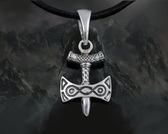 Sterling Silver Amulet of Talos Hilt video game necklace, Fantasy and LARP jewelry for gamer