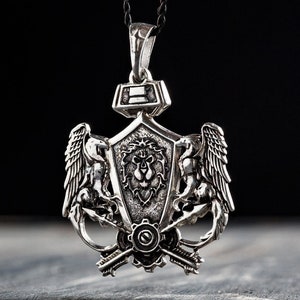 Silver Alliance video game lion necklace, LARP, Cosplay and Fantasy jewelry for gamers image 7