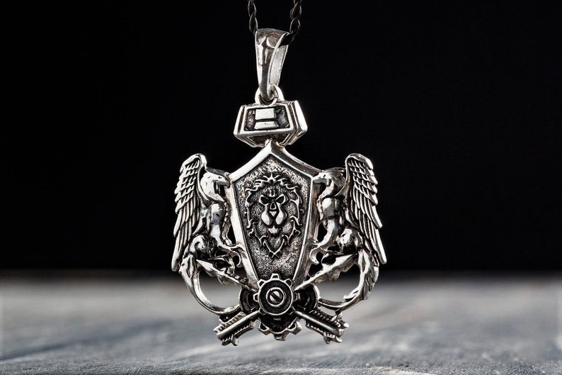 Silver Alliance video game lion necklace, LARP, Cosplay and Fantasy jewelry for gamers image 7