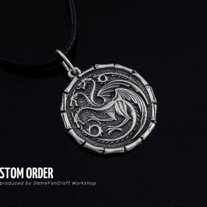 Targaryen Pendant Daenerys Dragon Sterling Silver Necklace Game Jewelry Fire and Blood Sterling Silver